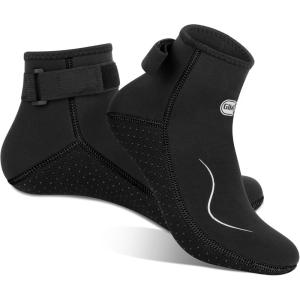 Chaussettes de Néoprène 3mm pour Homme et Femme, Chaussettes Thermiques pour la Plongée, Natation, Surf, Plongée en Apnée, Voile, Kayak(Style Bas / Noir-noir)