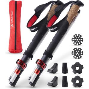 ATACAMA Baton de Randonnée Bâton De Marche Pliable Télescopique Fibre de Carbone Aluminium Homme Femme Enfant Batons De Randonnée Ultraléger Stable Bâton De Marche Nordique Poignée Liège (63-135cm)(CarbonMix 270g – Pliable)
