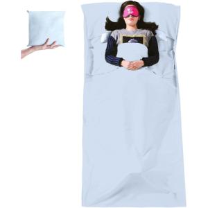 Azarxis Drap de Sac de Couchage 1 2 Personnes Doublure de Sac de Couchage Draps de Voyage Léger Portable pour Hôtel Auberge Camping(Bleu clair)