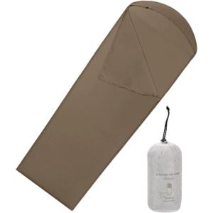 Doublures de sac de couchage pour camping, randonnée, voyage, aventure, festival, auberge(Café noir)