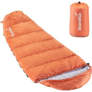 Skandika Vegas Junior | Sac de Couchage Enfant Momie, Doublure intérieure Douce, Hydrofuge, 3 Saisons, jusqu&rsquo;à -12 °C, 170 x 70 cm, Duvet Enfant, Camping, randonnée, Trekking(Cayenne)
