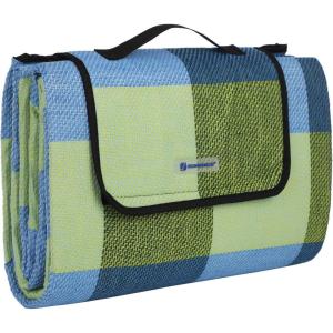 SONGMICS Couverture Tapis Pique-Nique étanche Pliable pour Camping Jardin avec des poignées Grand Format 195 x 150 cm GCM50C(Bleu et Vert)