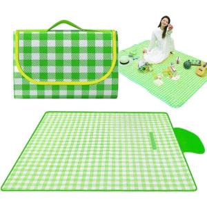 Générique Tapis de Pique-Nique Pliable | Couverture de Pique-Nique Imperméable – Tapis d&rsquo;Extérieur Lavable Résistant aux Intempéries Séchage Rapide pour Plage Camping Randonnée 203×203 cm(Vert)