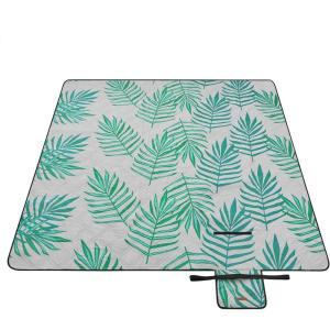 SONGMICS Couverture de Pique-Nique, 200 x 200 cm, Grand Tapis, pour Camping, Parc, Jardin, Plage, Hydrofuge, Lavable en Machine, Pliable, Motif Fougère et Gris GCM001G02(Motif Fougère + Gris)