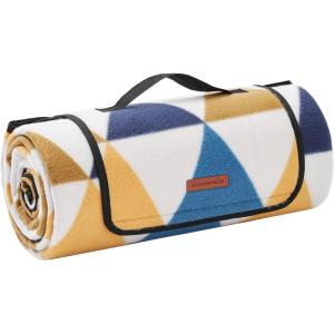 SONGMICS Couverture de Pique-Nique, 300 x 200 cm, Grand Tapis, pour Camping, Parc, Jardin, Extérieur, Plage, Hydrofuge, Pliable, Motif Triangle Jaune et Bleu GCM073Q01(200 x 200 cm (Rectangulaire))