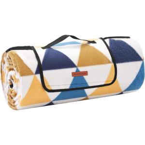 SONGMICS Couverture de Pique-Nique, 300 x 200 cm, Grand Tapis, pour Camping, Parc, Jardin, Extérieur, Plage, Hydrofuge, Pliable, Motif Triangle Jaune et Bleu GCM073Q01(200 x 300 cm (Rectangulaire))