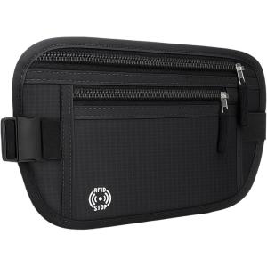 Banane Voyage Antivol avec Protection RFID, Pochette Secrète Ceinture pour Homme & Femme, Sac Banane Sécurisé Imperméable, Sac Anti Pickpocket Léger et Pratique pour Sport & Quotidien (Noir)