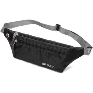 Ceinture Porte-monnaie pour Voyage, Pochette de Femme ou Homme, Sac Banane de Sécurité pour Téléphone, Argent, Passeport et Plus Encore, Sac Banane Réglable pour Homme et Femme, Noir