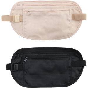 Lot de 2 ceintures pour billets de voyage – Pochette antivol étanche – Sécurisée, confortable, élégante, réglable – Élastique dissimulé – Pour homme et femme – Pour la course à pied du chien – Pour