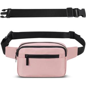 Sac Banana Femme Homme Sacoche Ville avec Ceinture allongée de 30 cm Imperméable Sac à Taille et 4 Poches pour Randonnée Cyclisme Balade Ville Festival Vacances Voyage Camping Outdoor Sport(Rose)