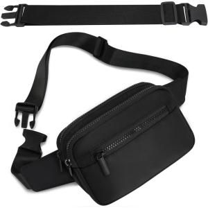 Sac Banana Femme Homme Sacoche Ville avec Ceinture allongée de 30 cm Imperméable Sac à Taille et 4 Poches pour Randonnée Cyclisme Balade Ville Festival Vacances Voyage Camping Outdoor Sport(Noir-01)