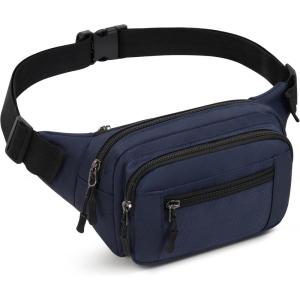 Sac Banane Homme Femme Sacoche à Poitrine Etanche Réglable avec Multiples Poches pour Voyage,Randonnée,Escalade,Jogging(Bleu Foncé)