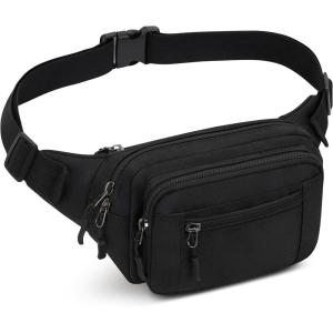 Sac Banane Homme Femme Sacoche à Poitrine Etanche Réglable avec Multiples Poches pour Voyage,Randonnée,Escalade,Jogging(Noir)
