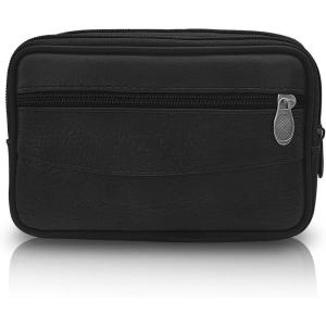 Sac banane pour homme, sac banane étanche pour téléphone portable avec fermeture éclair en métal, sac banane multifonction pour téléphone portable, clés de voiture, porte-cartes, marron fonc(Noir)