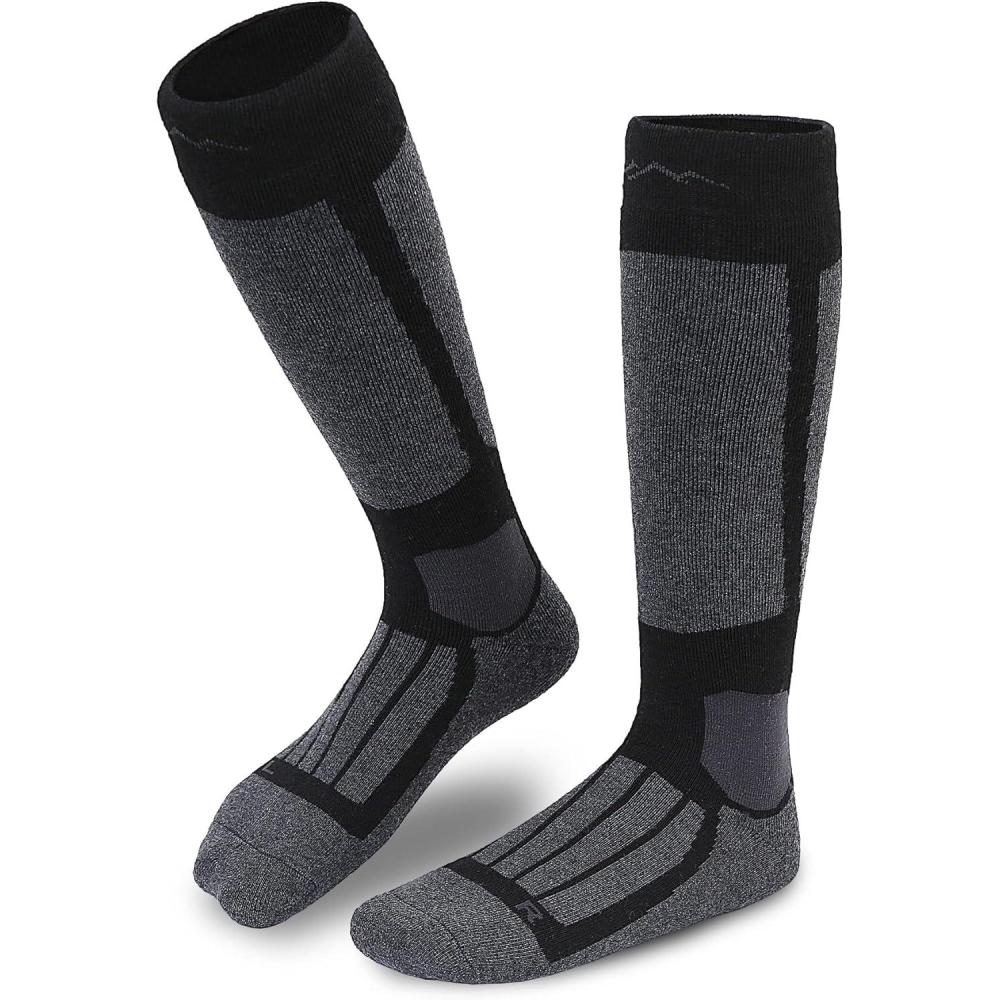 imagegipfelsport Chaussettes de ski en laine mrinos hauteur genou chaudes et rembourres pour ski et snowboard Homme Femme Enfantanthracite 1x paire