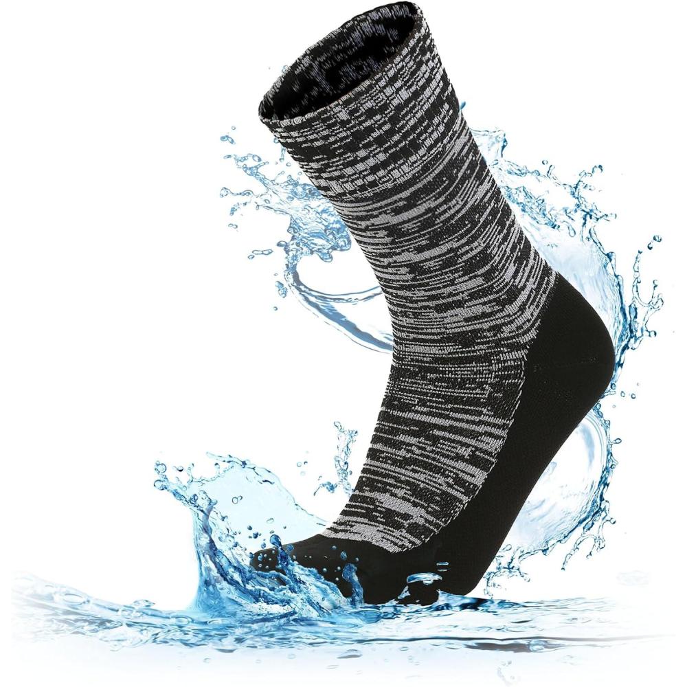 image:imageRANDY SUN Chaussettes en Hautes Impermables pour Femmes Hommes Etanche Respirant Rsistant au FroidSports de Plein air Nautiques vlo Randonne Aviron Moto Chasse pche ski1 Pairegrisnoir