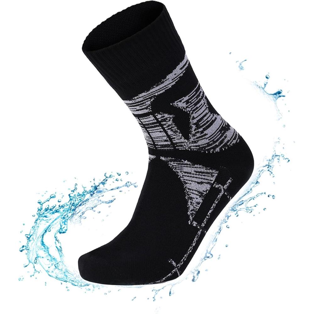 image:imageRANDY SUN Chaussettes en Hautes Impermables pour Femmes Hommes Etanche Respirant Rsistant au FroidSports de Plein air Nautiques vlo Randonne Aviron Moto Chasse pche ski1 PaireVeaux de taille moyenne COOLMAX
