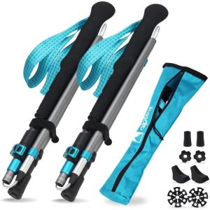 Bâtons de randonnée pliables en carbone ou en aluminium avec poignée en liège | Bâtons de trekking de montagne | Bâtons de marche nordique pour homme et femme | Extra légers et télescopiques(110-130 cm)