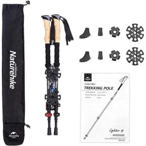 Naturehike Bâtons de Trekking Extensibles en Fibre de Carbone 3k Bâtons de Trekking Légers avec Poignée Eva Antidérapante et Verrouillage Réglable Alpinisme Camping Escalade Randonnée en Plein Air(2 bâtons)