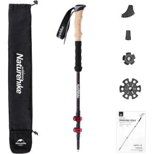 Naturehike Bâtons de Trekking Extensibles en Fibre de Carbone 3k Bâtons de Trekking Légers avec Poignée Eva Antidérapante et Verrouillage Réglable Alpinisme Camping Escalade Randonnée en Plein Air(1 bâtons)