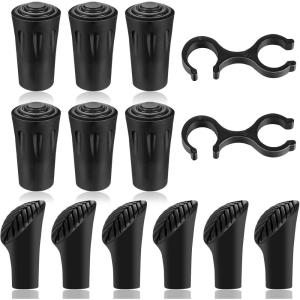 SoundZero 14 Pièces Protecteur de Pointe de Bâton de Marche, Bâtons de Marche Nordique tampons, Bâtons de Randonnée Rubber Tips Replacement, Marche tampons de Trekking, Clips pour Bâtons Randonnée