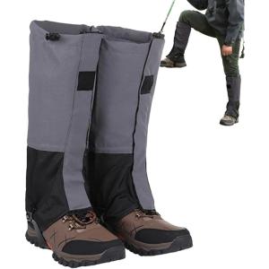 Generisch Guêtres de randonnée imperméables – Jambières réglables pour homme – Housses de protection pour la pluie, la neige, les bottes de neige, le ski, l&rsquo;hiver, l&rsquo;escalade(Gris)