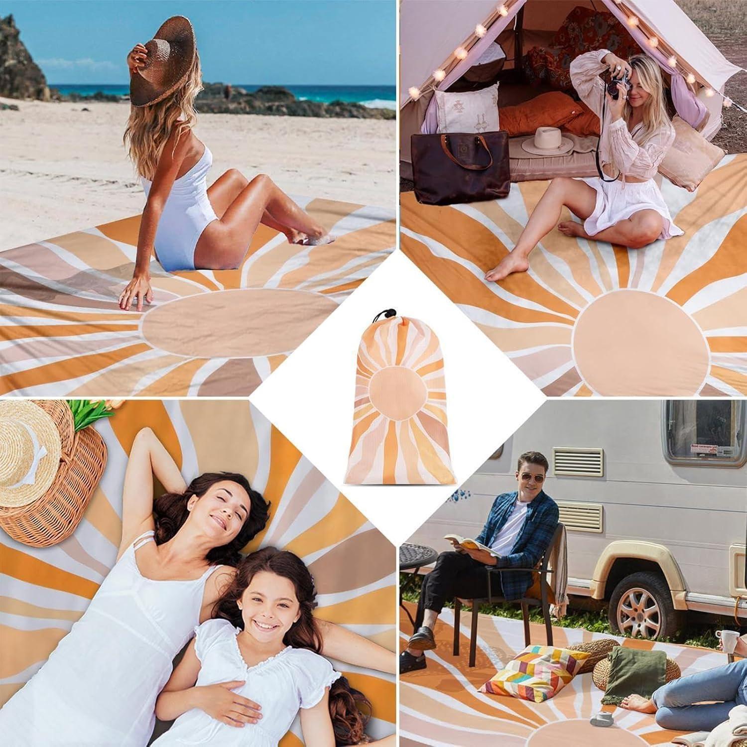 image:imageCouverture de PlageCouverture de PiqueNique Extrieure Rsistante au Soleil Grande Taille AntiSable Tapis Lger Pliable Transportable pour Randonne Camping Parc et Lac Accessoires Extrieurs