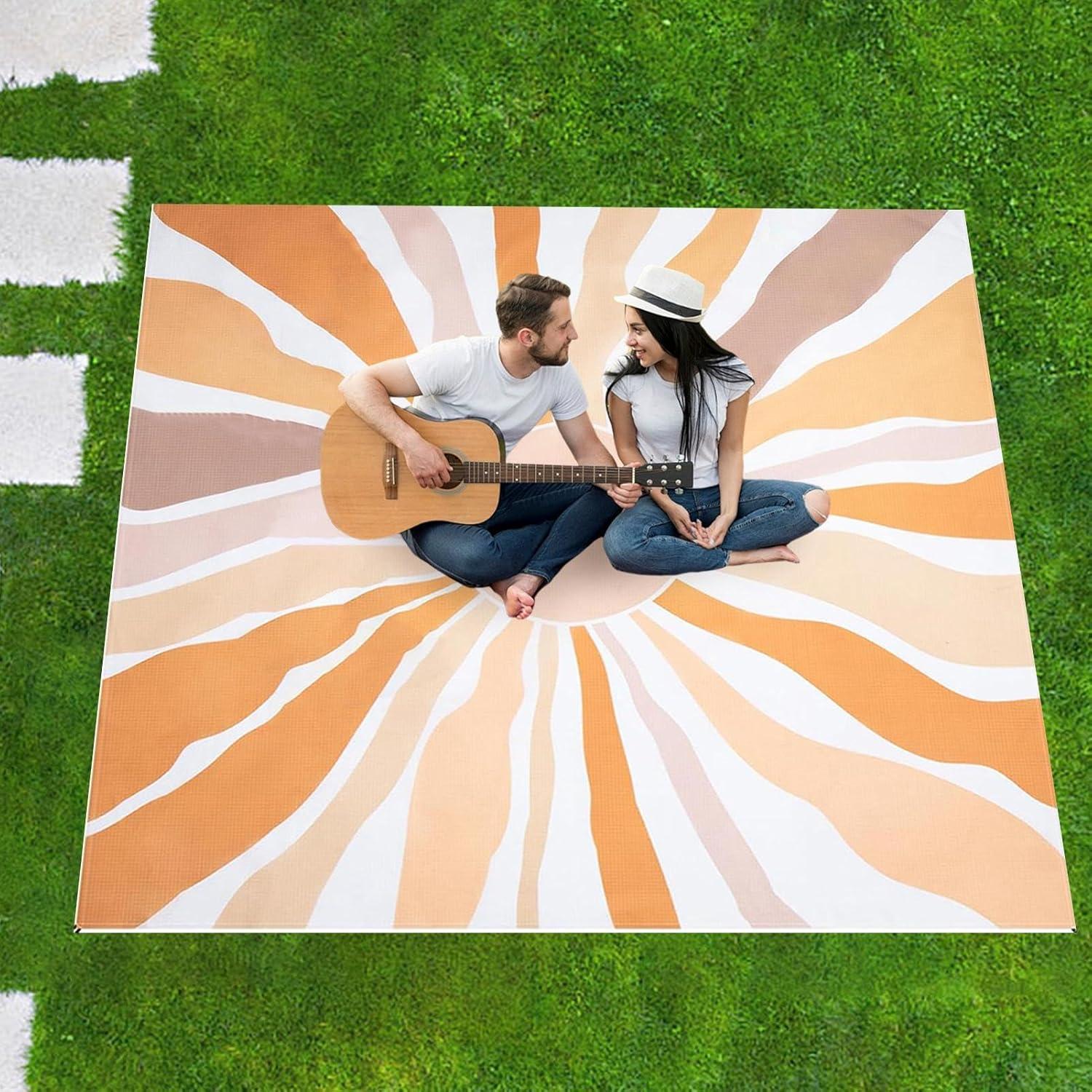 image:imageCouverture de PlageCouverture de PiqueNique Extrieure Rsistante au Soleil Grande Taille AntiSable Tapis Lger Pliable Transportable pour Randonne Camping Parc et Lac Accessoires Extrieurs