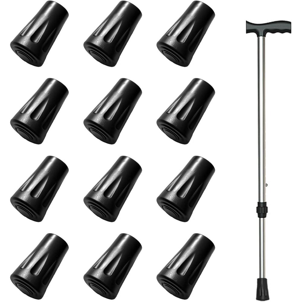 image:image12 Pices Embouts Btons Marche Nordique Protecteurs Caoutchouc Btons Trekking Embouts Universels 11mm pour Btons de Randonne Protection Antidrapante Accessoires pour Asphalte Sable Pierre Plus