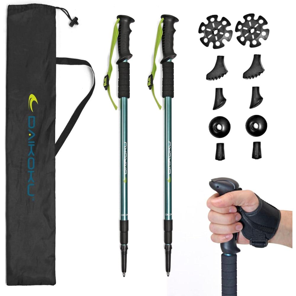 image:imageDaikoku Btons de Trekking Extensibles Ajustables 65135cm Rsistants en Aluminium Poigne Ergonomique MultiTerrain avec 6 Pointes pour Randonne Montagne et Neige Matriau Aluminium