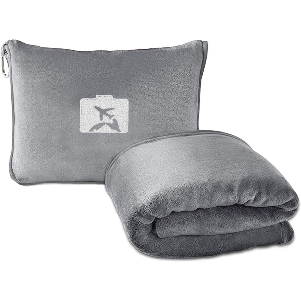 image:imageShirene Couverture de Voyage PliableCouverture Ultralgre pour Avion Voyage en Polyester Compress sous Vide pour Les Longs Vols la Voiture Le Camping et Les Activits 127 x 152 cm