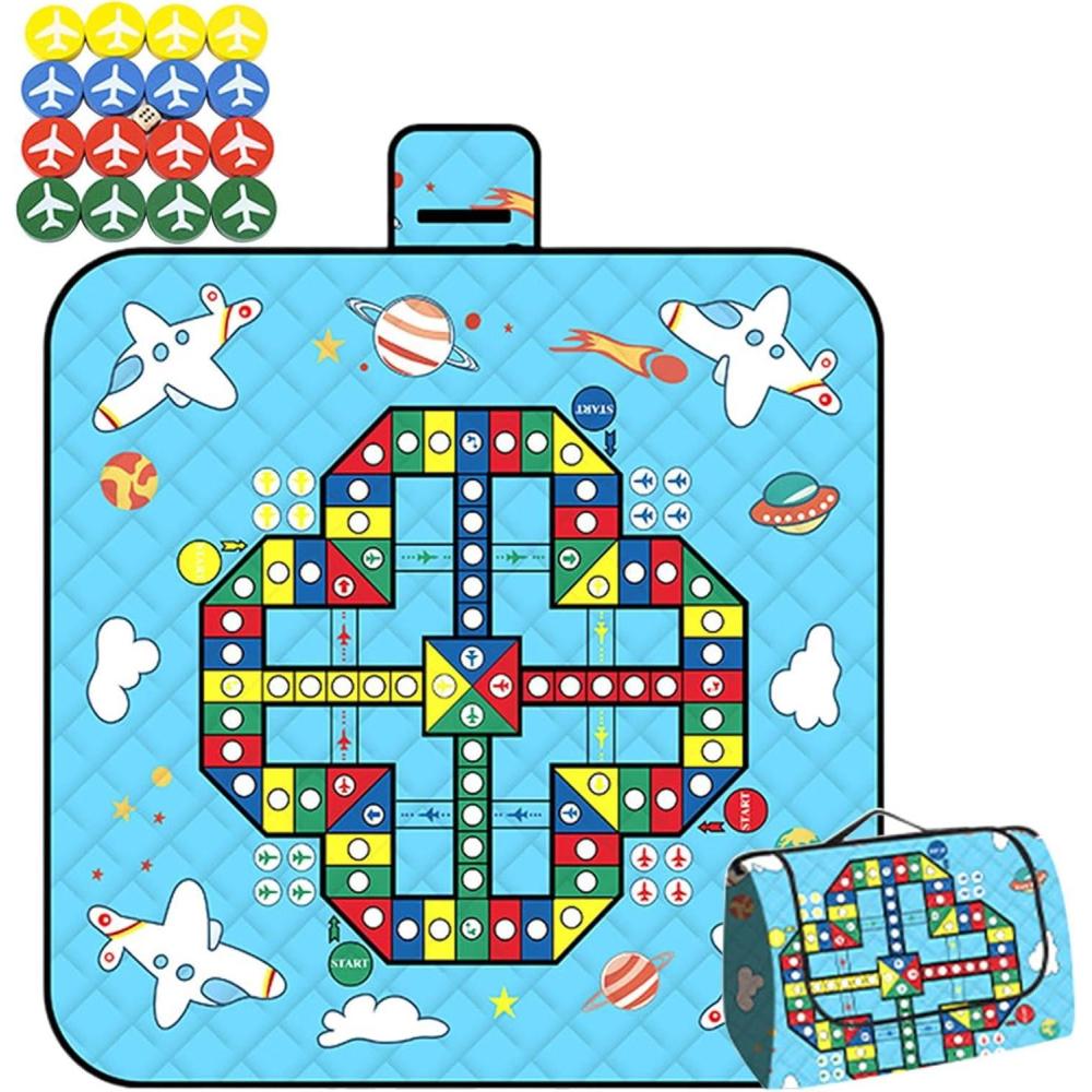 image:imageTapis de camping mat impermable pour enfants  Tapis dchecs lger et pais  Avec pices dchecs  Pliable et polyvalent  Avec pices dchecs  Pour les ftes de famille200 X 200 Cm