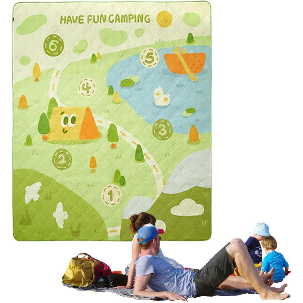 image:imageTapis dextrieur pour Le Camping couvertures de PiqueNique Couvertures Pliables sur Le thme des Jeux dextrieur quipement de Camping pour activits de Plein air Sangle de TransportF