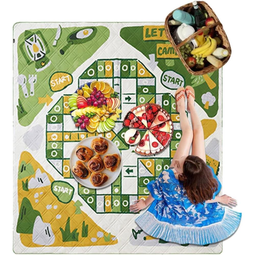 image:imageTapis dextrieur pour Le Camping couvertures de PiqueNique Couvertures Pliables sur Le thme des Jeux dextrieur quipement de Camping pour activits de Plein air Sangle de TransportUn