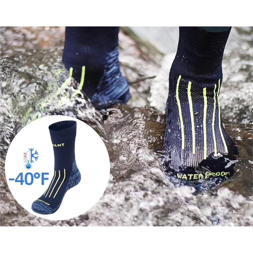 image:imageChaussettes impermables for Hommes randonne quitation Ski Cyclisme Camping pche Sport Neige Chaussettes Thermiques Chaudes dhiver membranes PORELLEJBL001Gray