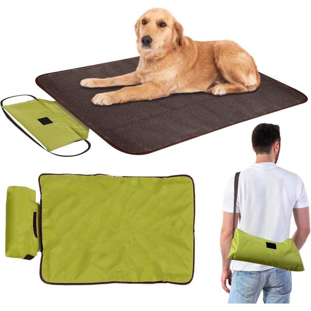 image:imageCouverture Pliable Animal Domestique 100 x 70cm Peluche Impermable Pour Chien Vert Tissu Oxford Sac Camping