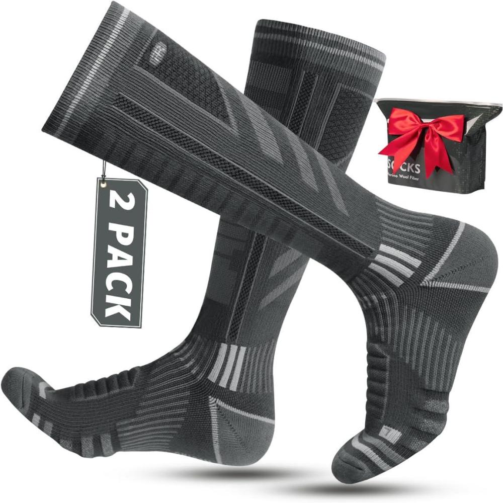 image:imageRahhint laine Mrinos de Chaussettes Compression de Ski en Pour Homme Pointures 4346 2 PairesGris