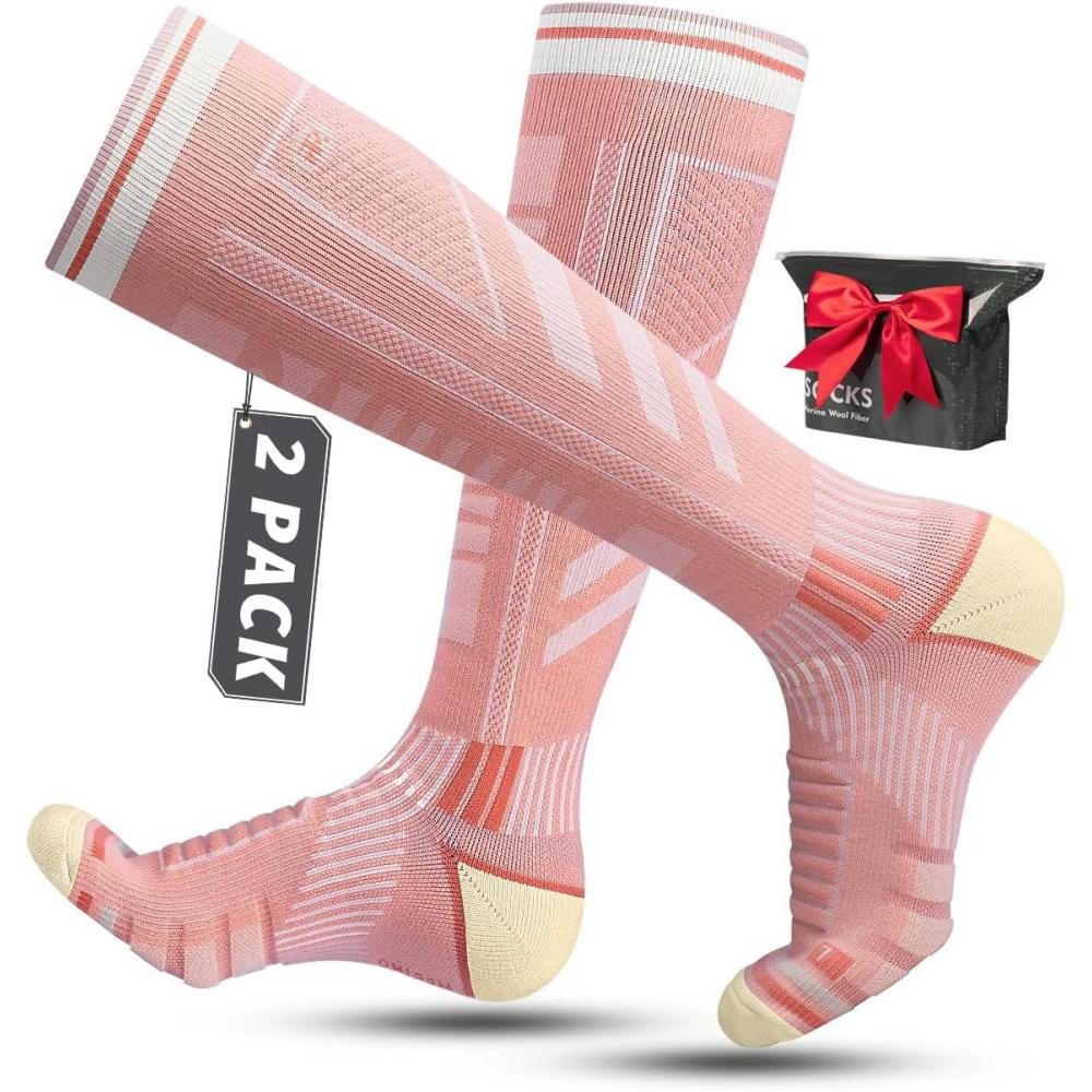 image:imageRahhint laine Mrinos de Chaussettes Compression de Ski en Pour Homme Pointures 4346 2 PairesRose