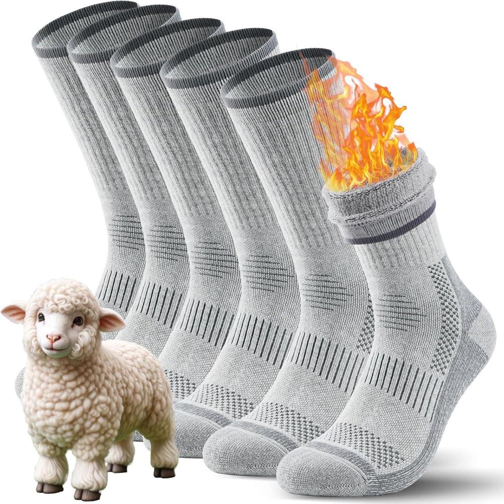 image:imageTANSTC Chaussette de Randonne en Laine Mrinos pour Femme Chaussette de Marche Sportive Antiampoules Respirantes NegroCouleurGris 3 PairesGris
