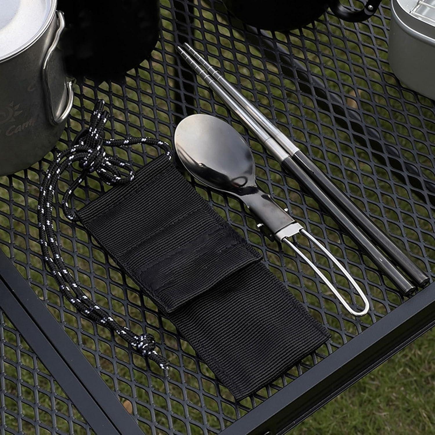 image:imageCamping Eating Ustensiles Travel Camping Couvertures Couvoirs Ustensiles de cuisson pliables de poche Fournitures touristiques multifonctionnelles pour les voyages en plein air pliants