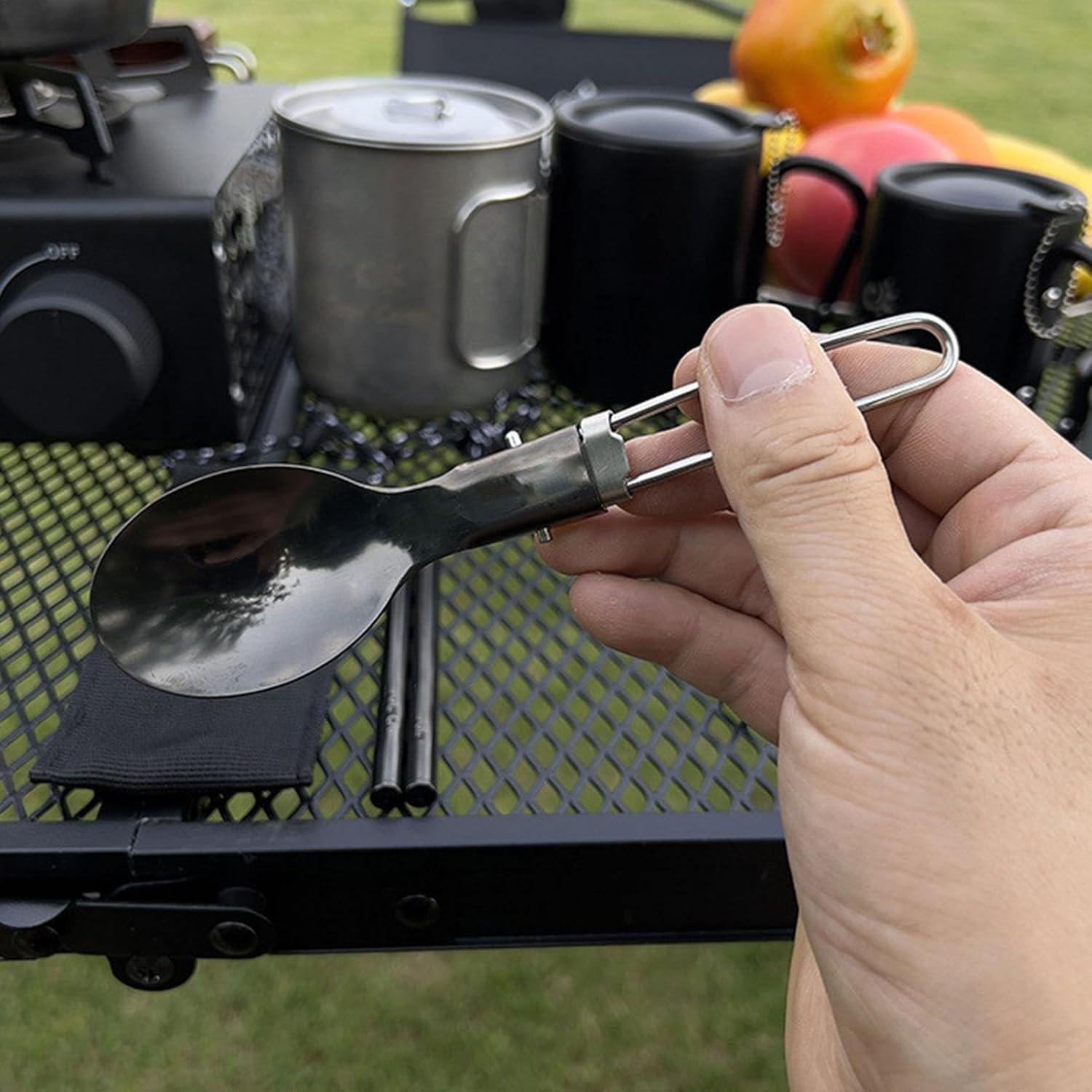image:imageCamping Eating Ustensiles Travel Camping Couvertures Couvoirs Ustensiles de cuisson pliables de poche Fournitures touristiques multifonctionnelles pour les voyages en plein air pliants