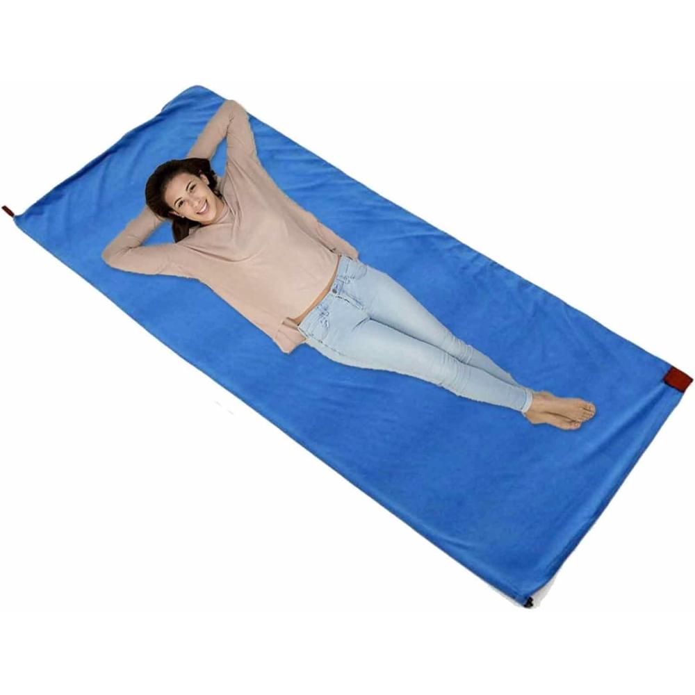 image:imageDoublure de Sacs de Couchage de Camping  Sac de Couchage en Drap de Voyage avec Fermeture clair  Sac de Couchage de Camping avec Sac de Rangement Sac de Couchage en Polaire pour CampingBleu roi