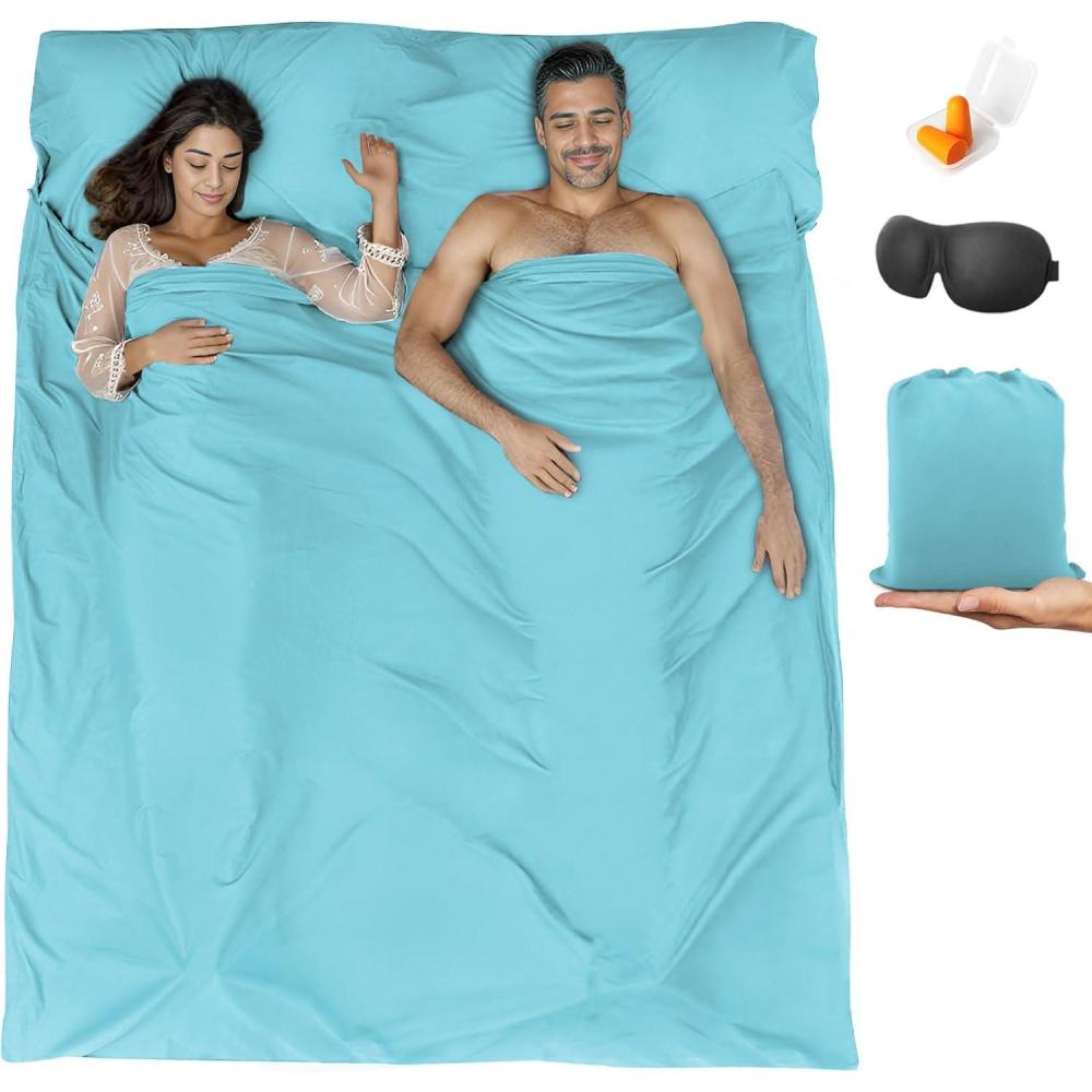 image:imageDoublure pour sac de couchage draps de camping draps de voyage auberges et sac de couchage pour la randonne les htels doublure lgre pour sac de couchage simple et double avecBleu glacier double