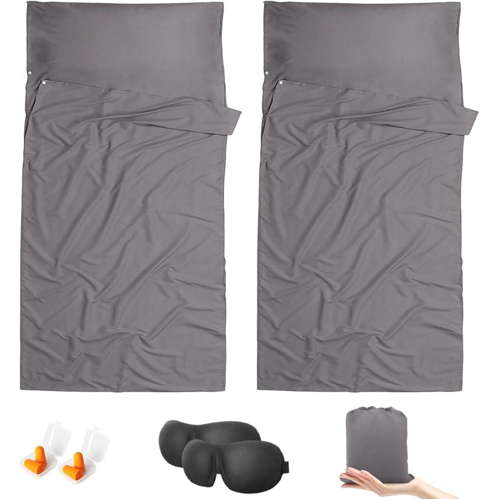 image:imageDoublure pour sac de couchage draps de camping draps de voyage auberges et sac de couchage pour la randonne les htels doublure lgre pour sac de couchage simple et double avecGris Lot de 2