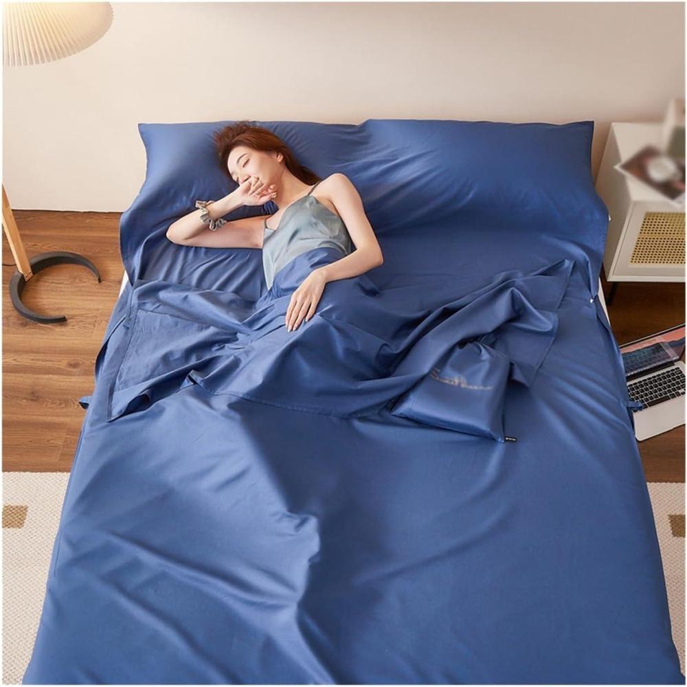 image:imageDrap de Sac de Couchage 80x210cm  200x210cm Simple Double Sac a Viande Couchage Ultralger et Confortable pour Voyage et Couverture de VoyageBlue