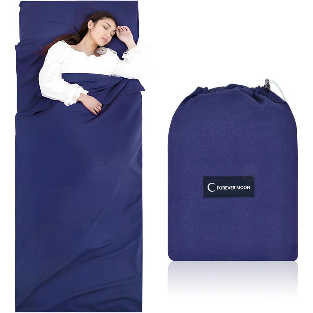 image:imageSac de Couchage 90cmX220cm Sac de Couchage Compact en Microfibre avec Compartiment Oreiller Ajout Sac de Couchage de Voyage Ultra Lger pour Adulte Auberges Randonne CampingCyan