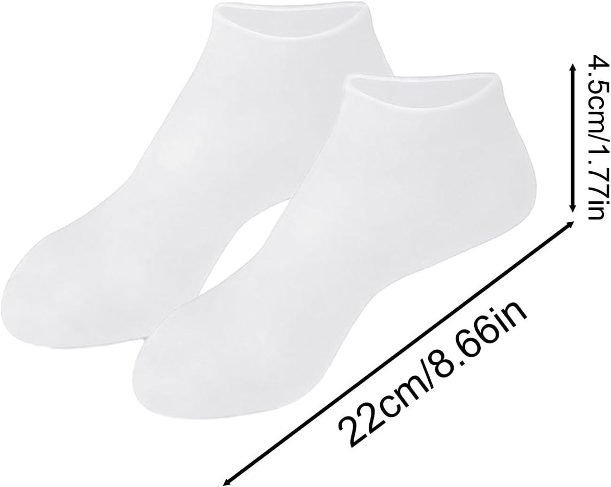 image:imageChaussettes hydratantes en silicone chaussettes tanches pour les soins intensifs idal pour lhydratation profonde et le traitement des talons gercs Chaussettes de protection pour le spa pdicuWhite