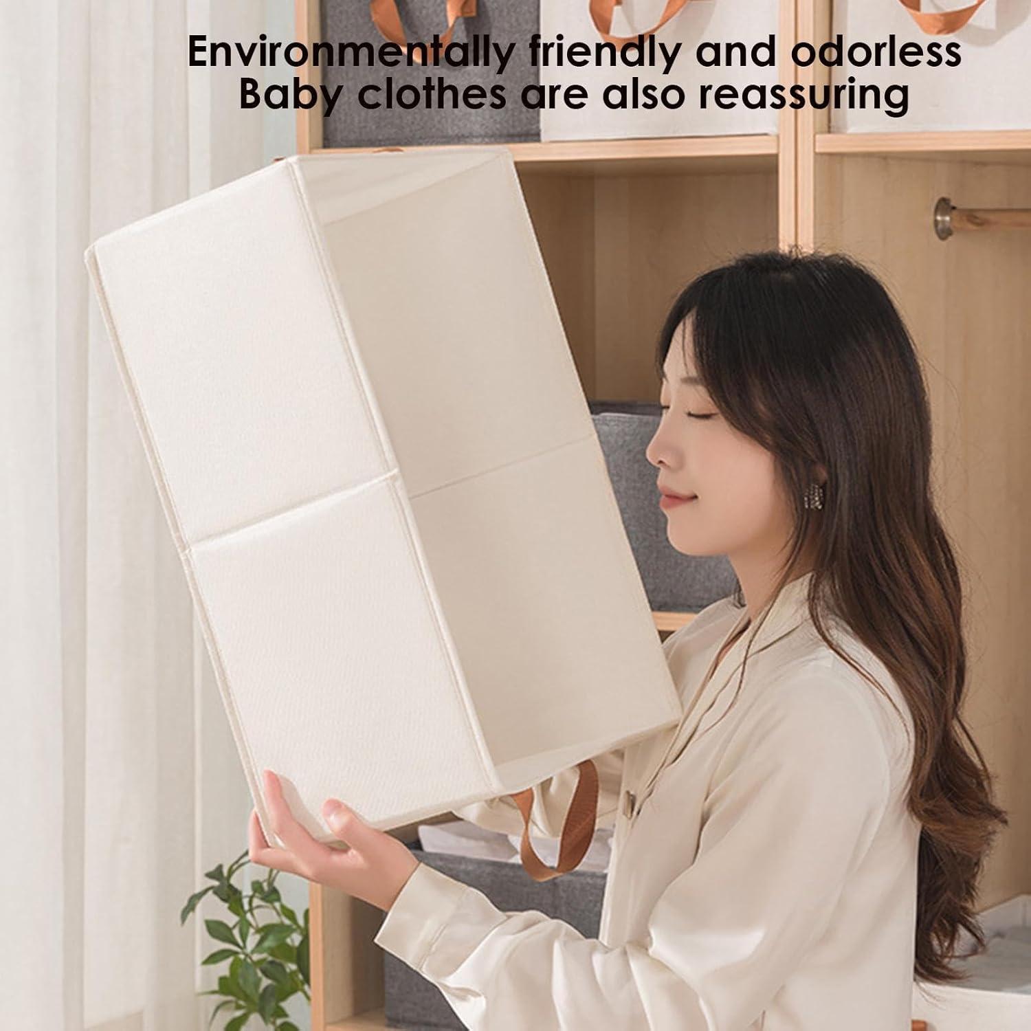 image:imageGnrique Organisateur de stockage de chaussettes Bote de rangement pliante Rcipients de rangement en coton bote de pliable en tissu lavable bote de blanche tanche lhumidit po