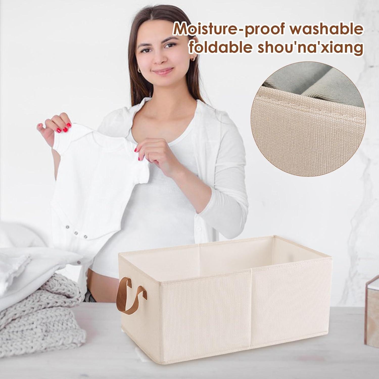 image:imageGnrique Organisateur de stockage de chaussettes Bote de rangement pliante Rcipients de rangement en coton bote de pliable en tissu lavable bote de blanche tanche lhumidit po