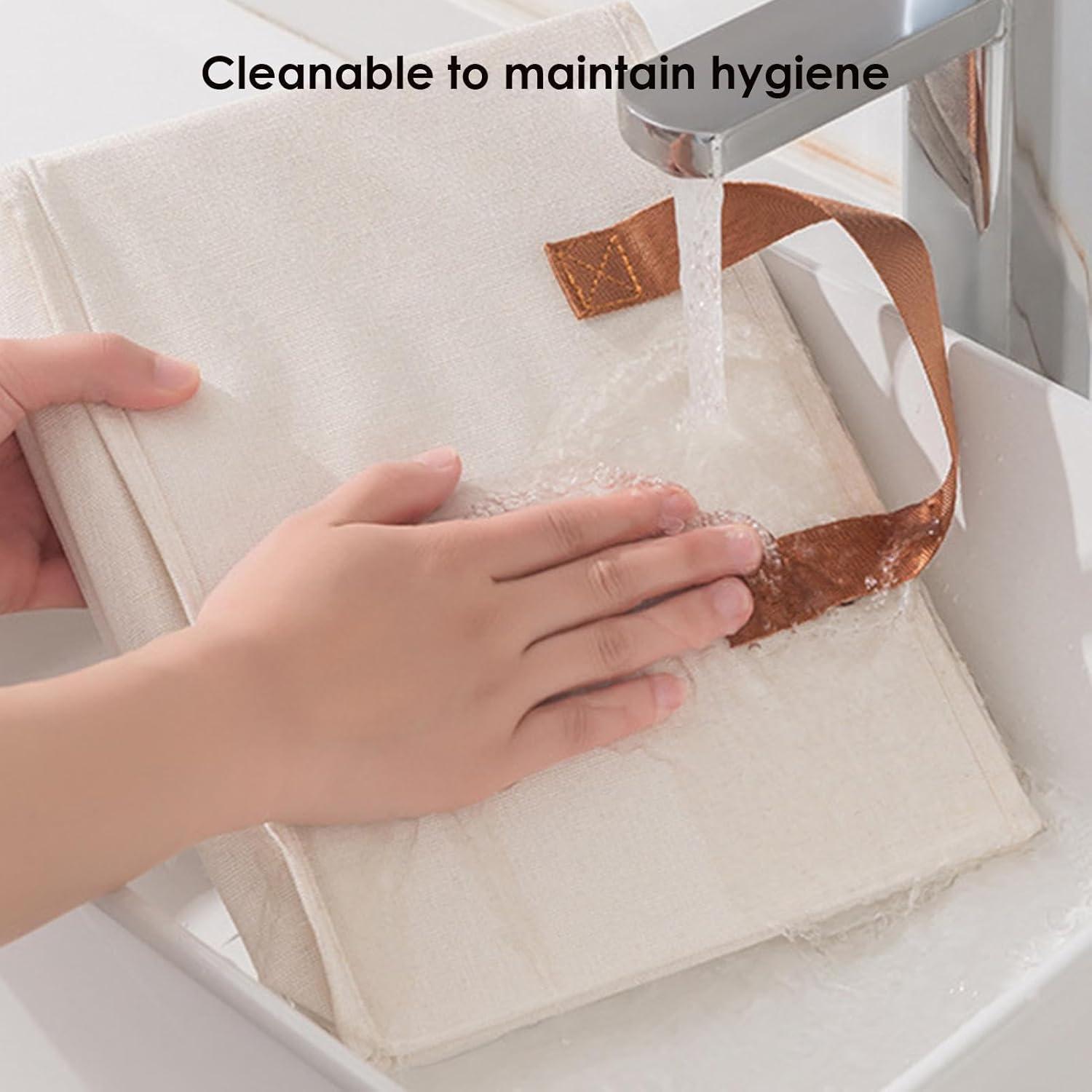 image:imageGnrique Organisateur de stockage de chaussettes Bote de rangement pliante Rcipients de rangement en coton bote de pliable en tissu lavable bote de blanche tanche lhumidit po